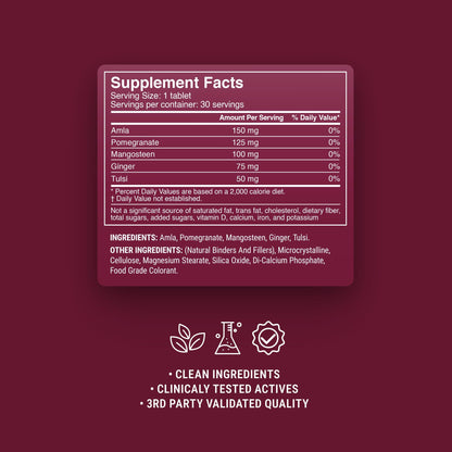 500mg Fruit + Herb Immunity Tablets - Pomegranate Berry - Mood Tablets
