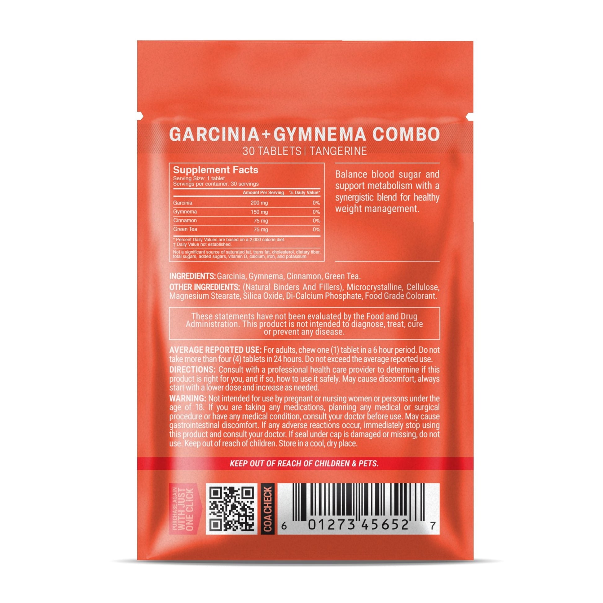 500mg Garcinia + Gymnema Combo Tablets - Tangerine - Mood Tablets