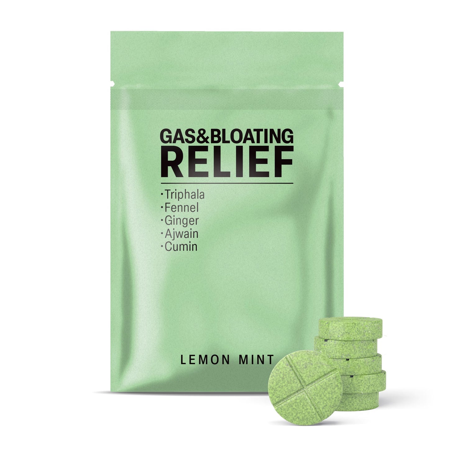 500mg Gas & Bloating Relief Tablets - Lemon Mint - Mood Tablets