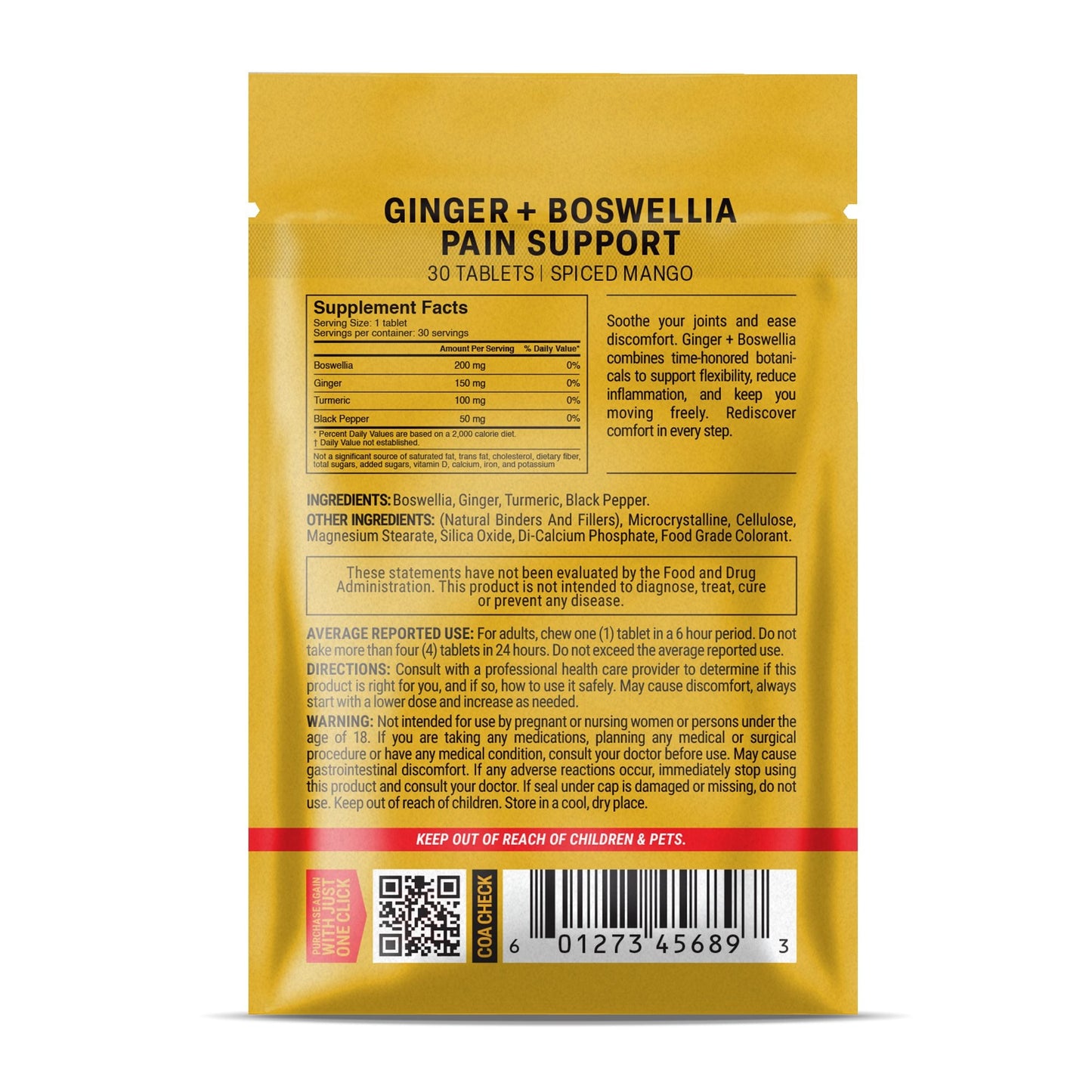 500mg Ginger + Boswellia Tablets - Spiced Mango - Mood Tablets