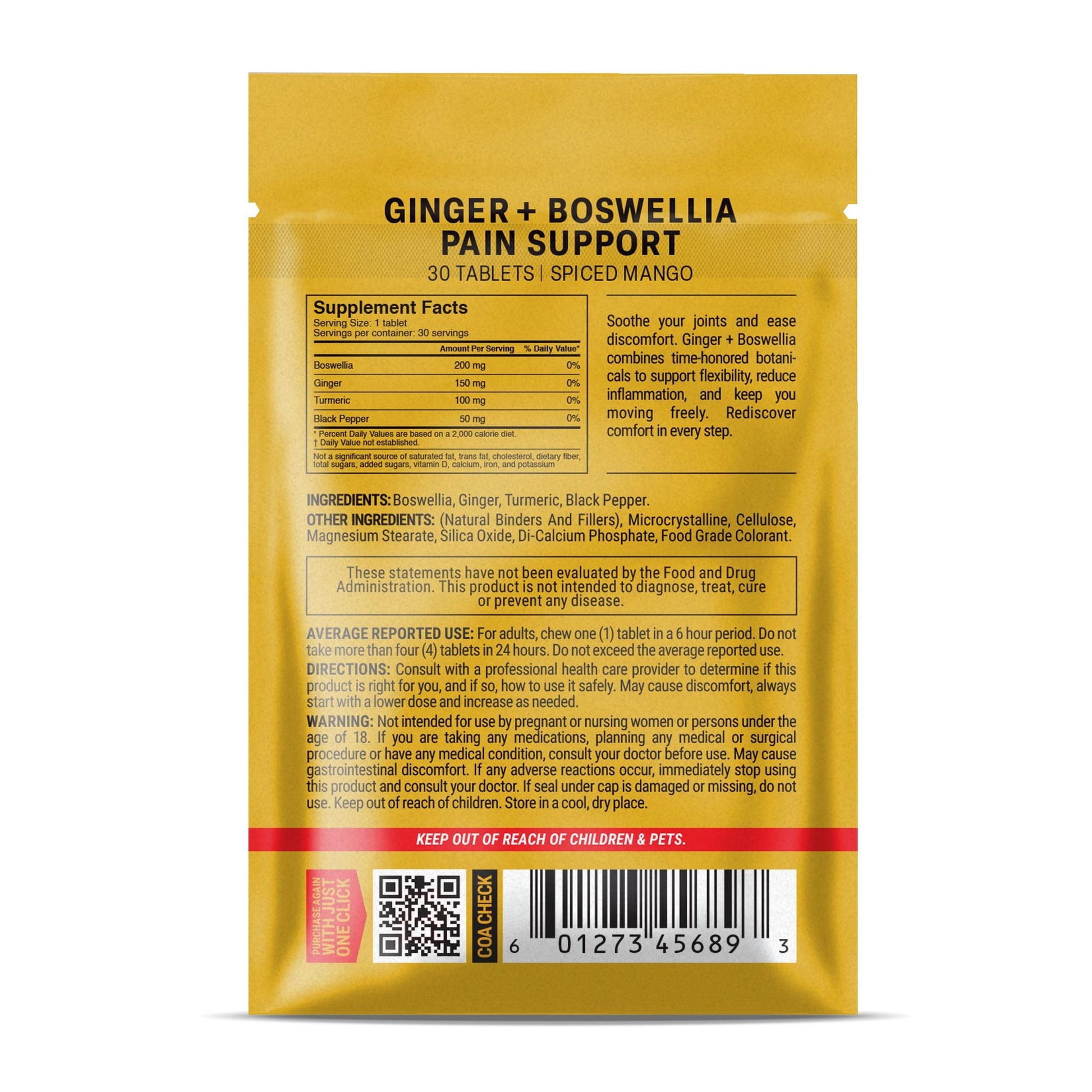 500mg Ginger + Boswellia Tablets - Spiced Mango - Mood Tablets