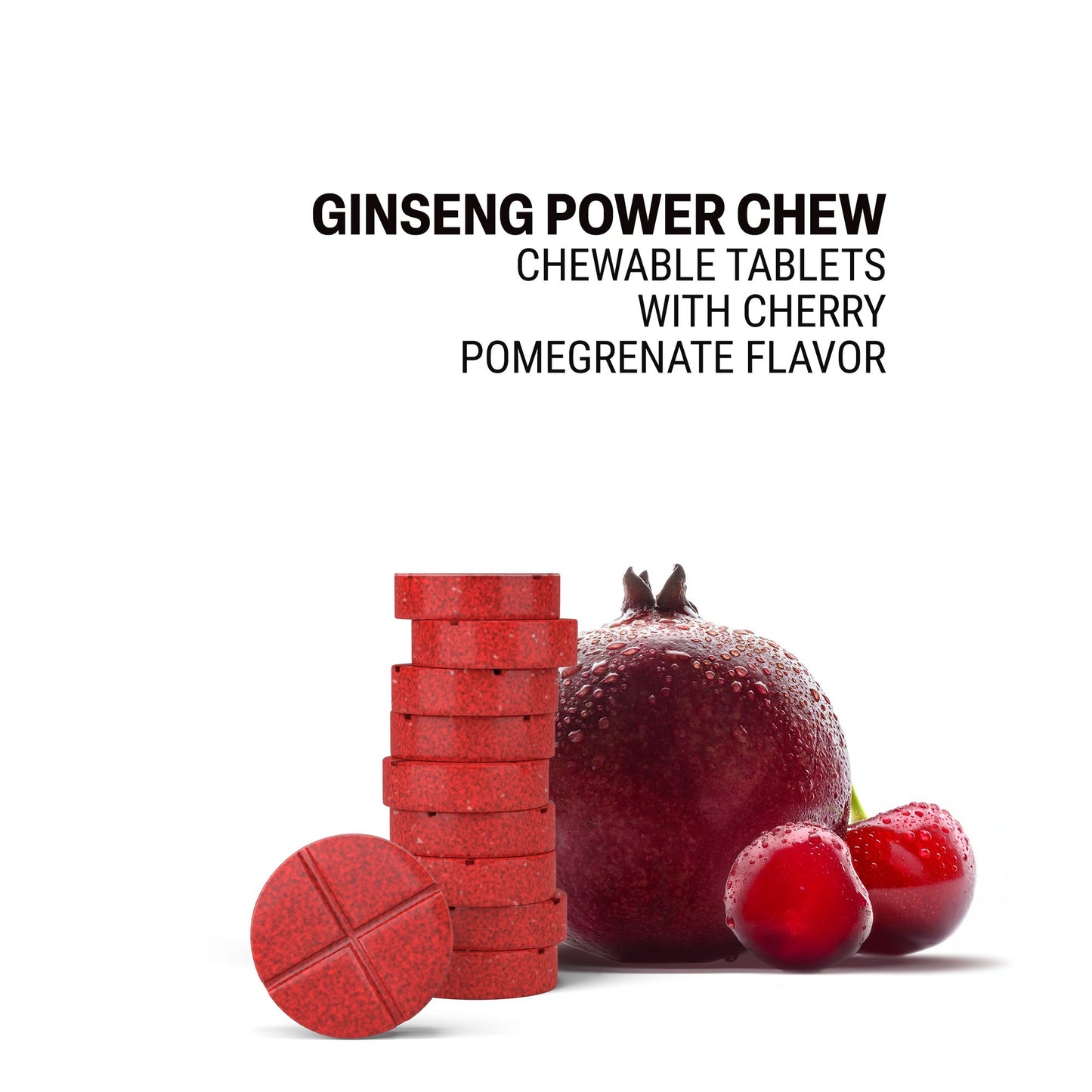 500mg Ginseng Power Tablets - Cherry Pomegranate - Mood Tablets