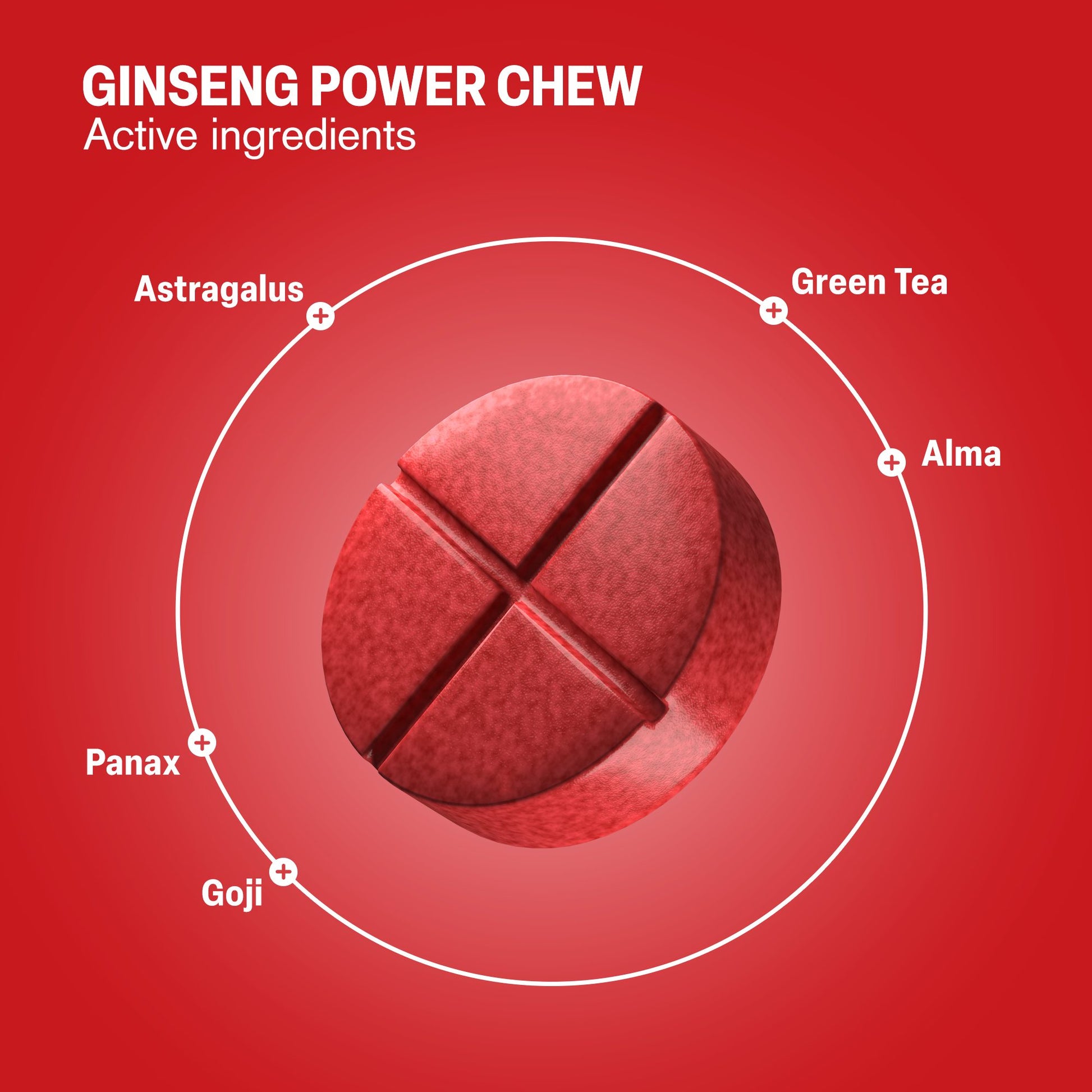 500mg Ginseng Power Tablets - Cherry Pomegranate - Mood Tablets
