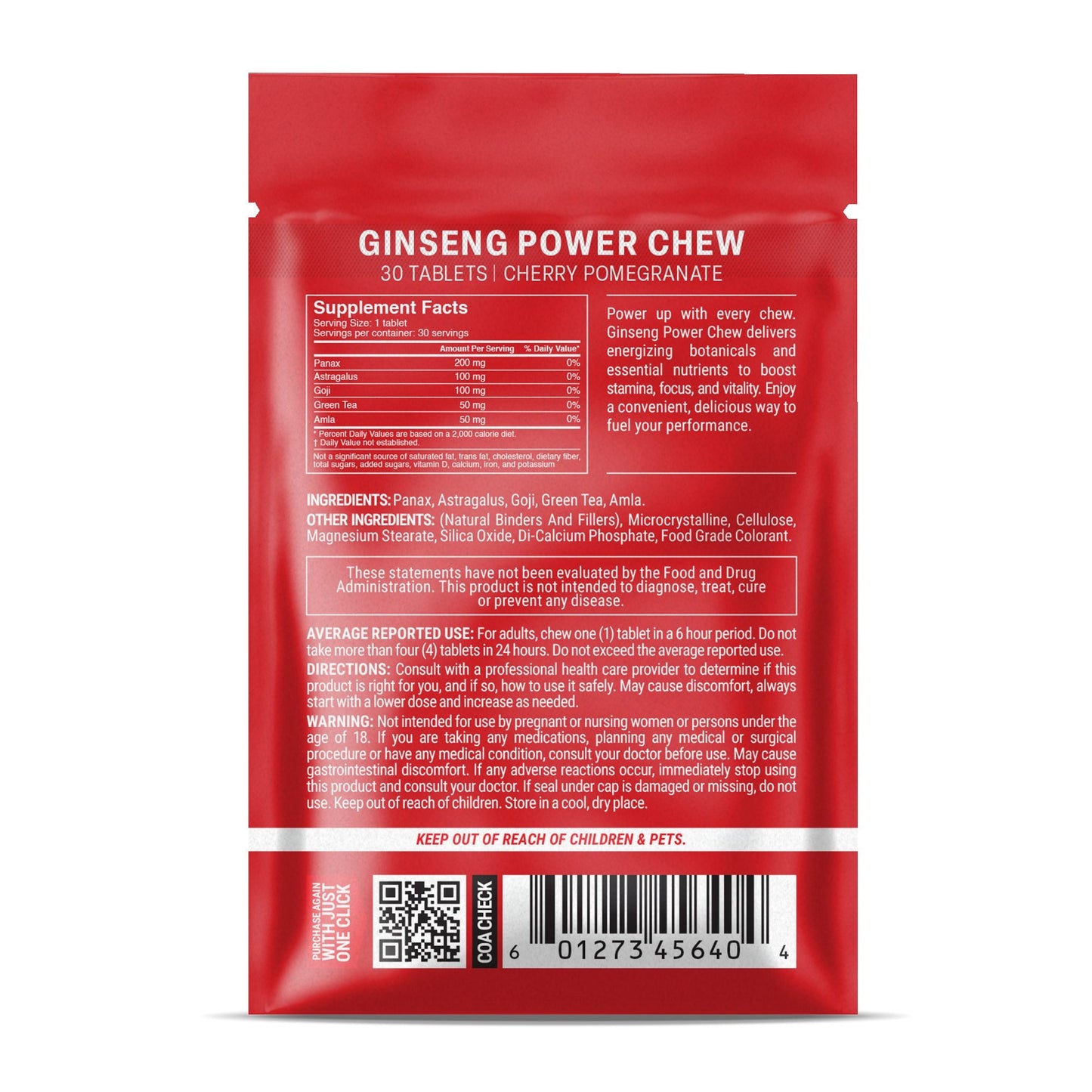 500mg Ginseng Power Tablets - Cherry Pomegranate - Mood Tablets