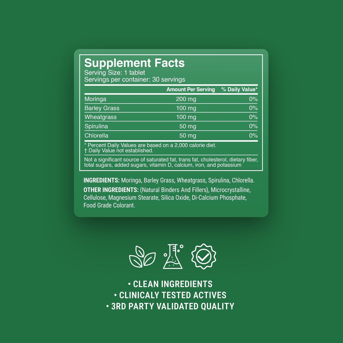 500mg Green Superblend Tablets - Pineapple Mint - Mood Tablets
