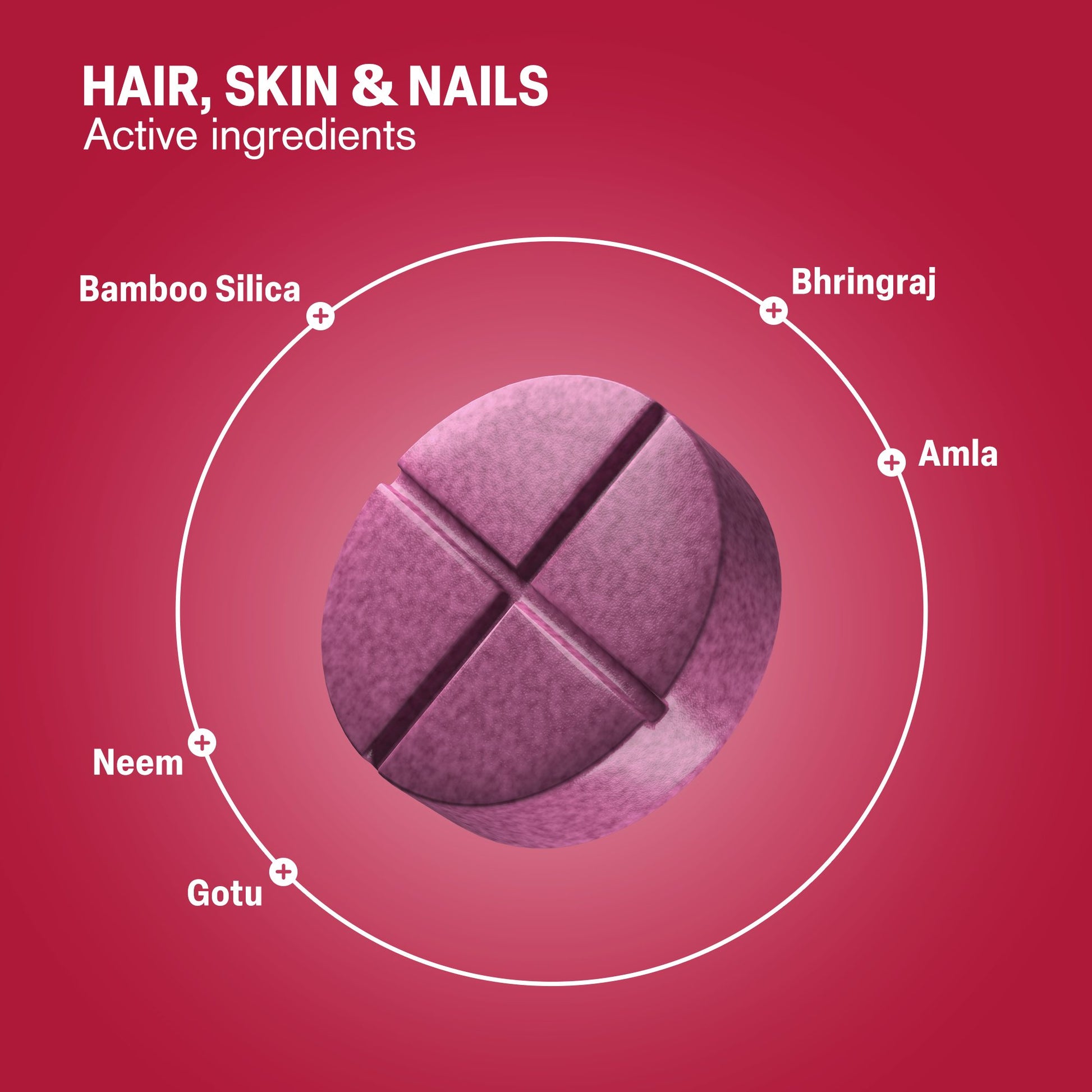 500mg Hair Skin & Nails Tablets - Pomegranate Berry - Mood Tablets