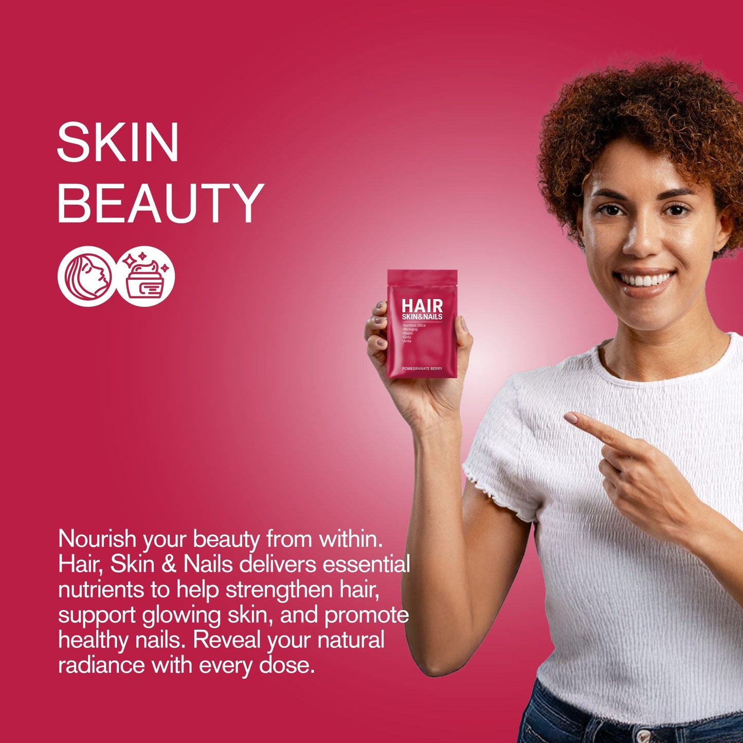 500mg Hair Skin & Nails Tablets - Pomegranate Berry - Mood Tablets