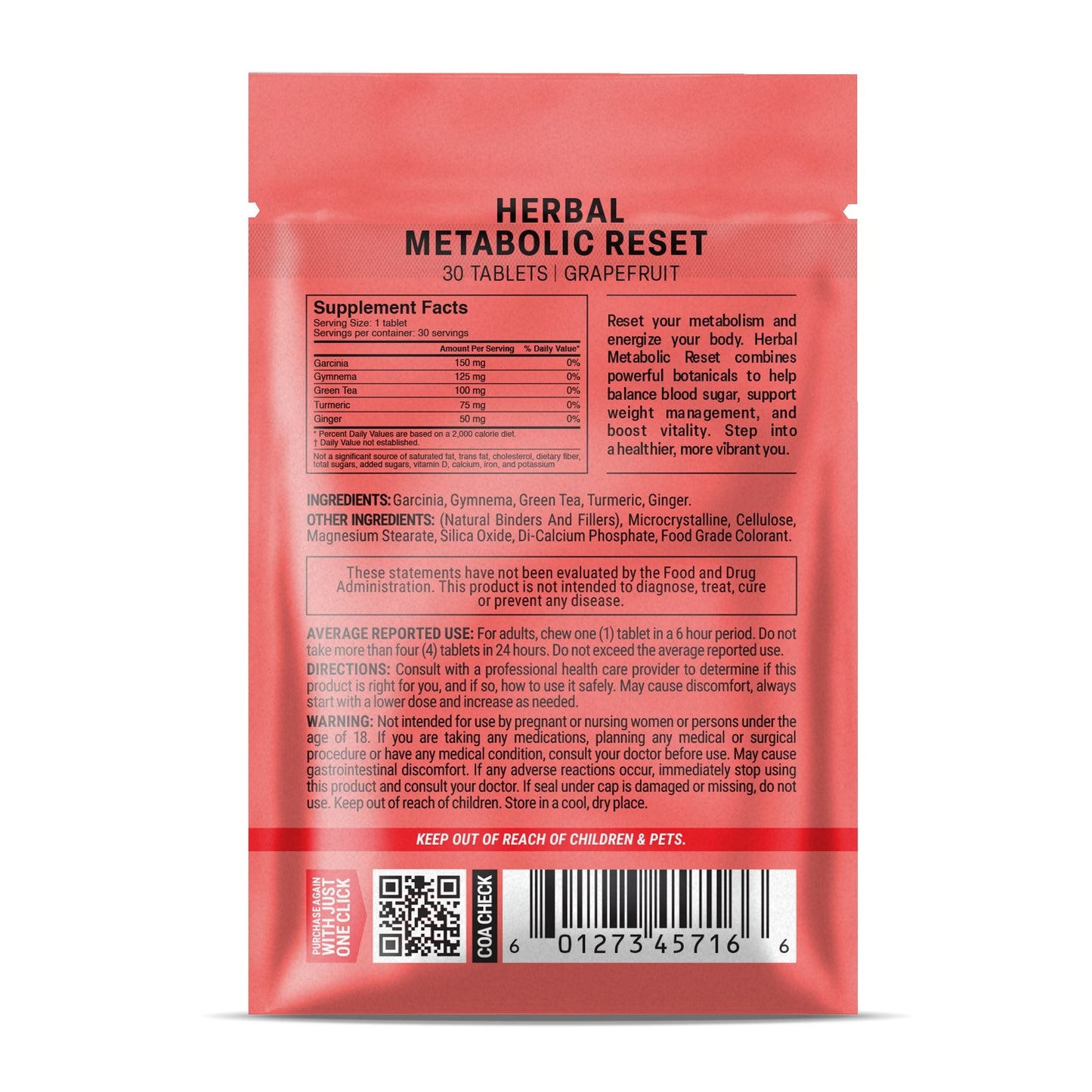 500mg Herbal Metabolic Reset Tablets - Grapefruit - Mood Tablets