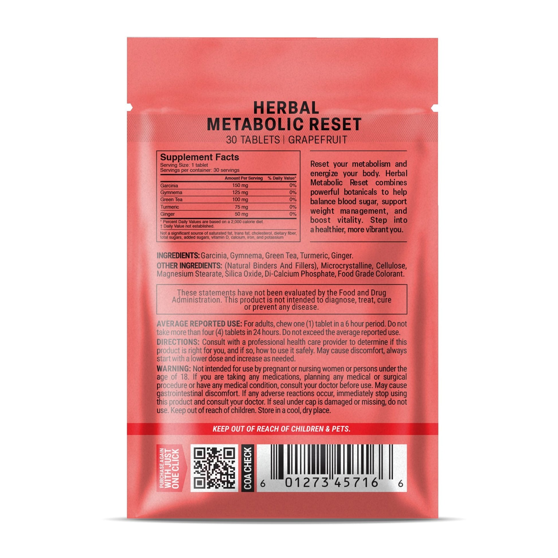 500mg Herbal Metabolic Reset Tablets - Grapefruit - Mood Tablets