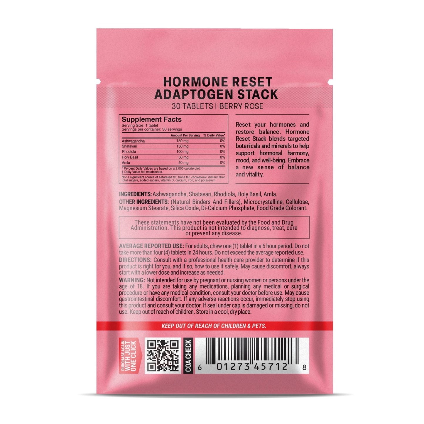 500mg Hormone Reset Stack Tablets - Berry Rose - Mood Tablets