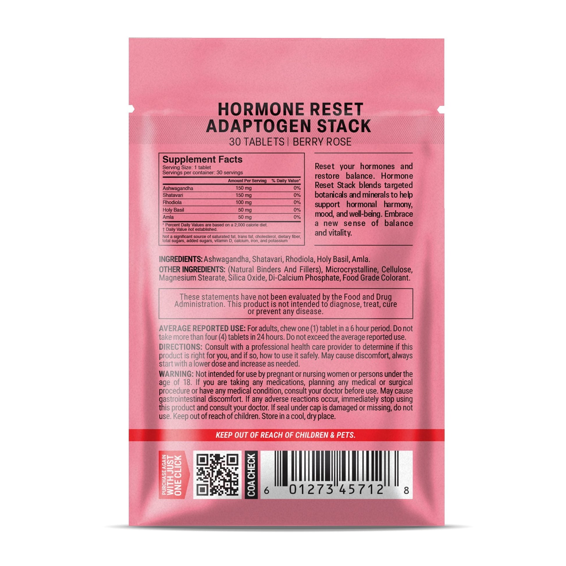 500mg Hormone Reset Stack Tablets - Berry Rose - Mood Tablets