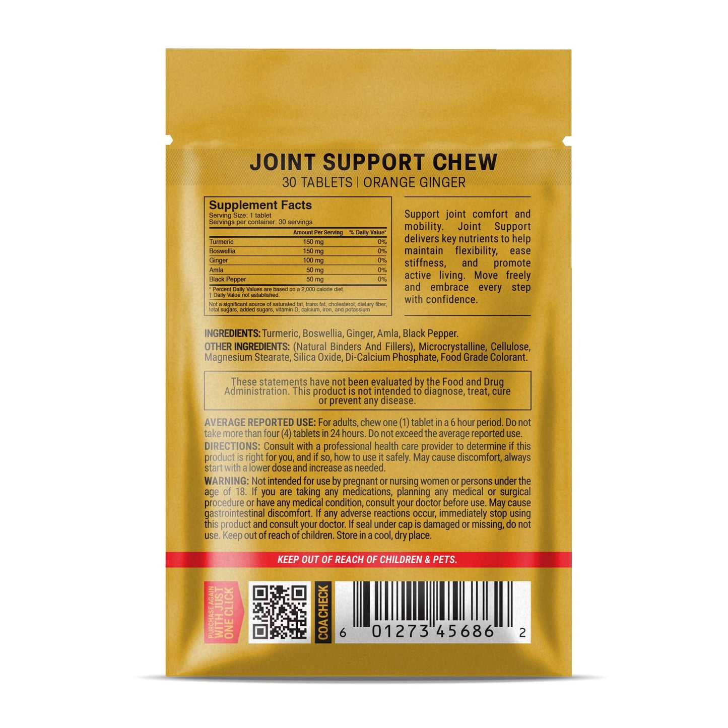 500mg Joint Support Tablets - Orange Ginger - Mood Tablets