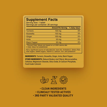 500mg Joint Support Tablets - Orange Ginger - Mood Tablets