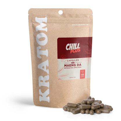 500mg Kratom Capsules - Red Maeng Da Strain - 100ct - Chill Plus