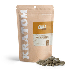 500mg Kratom Capsules - Trainwreck Strain - 100ct - Chill Plus