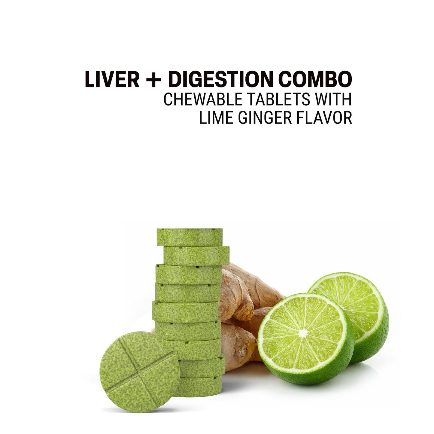 500mg Liver + Digestion Combo Tablets - Lime Ginger - Mood Tablets