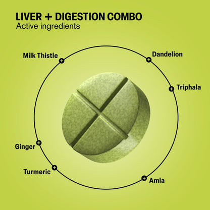 500mg Liver + Digestion Combo Tablets - Lime Ginger - Mood Tablets