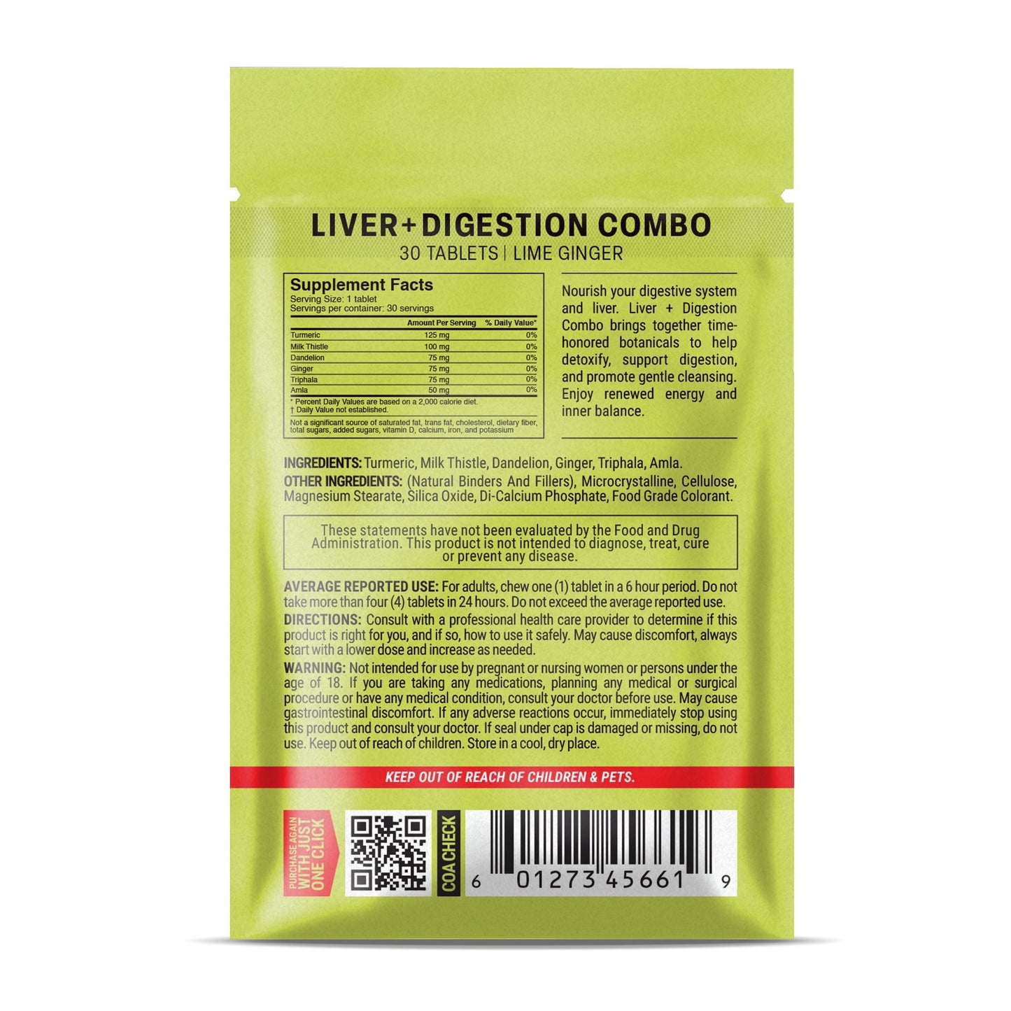 500mg Liver + Digestion Combo Tablets - Lime Ginger - Mood Tablets