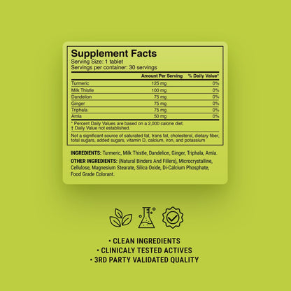 500mg Liver + Digestion Combo Tablets - Lime Ginger - Mood Tablets