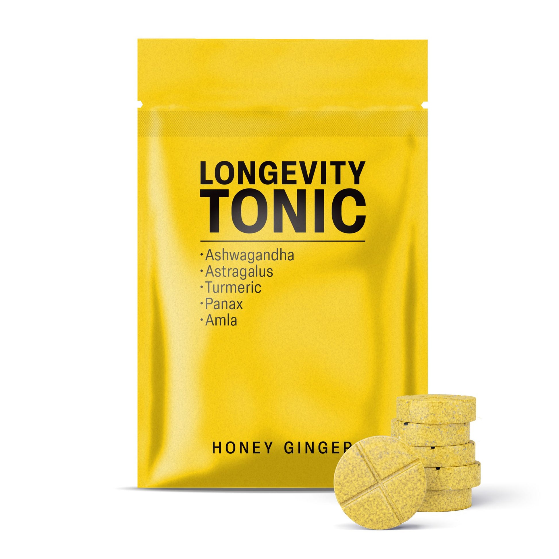500mg Longevity Tonic Tablets - Honey Ginger - Mood Tablets