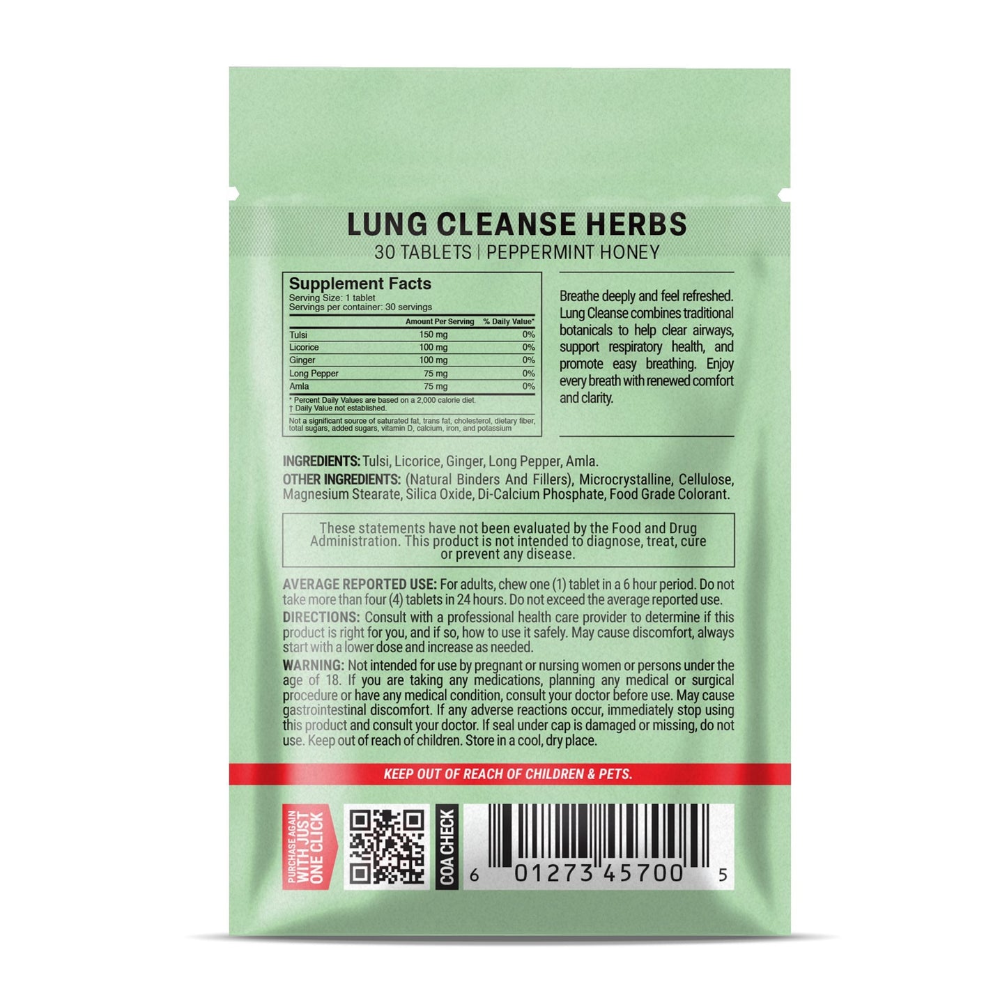 500mg Lung Cleanse Tablets - Peppermint Honey - Mood Tablets