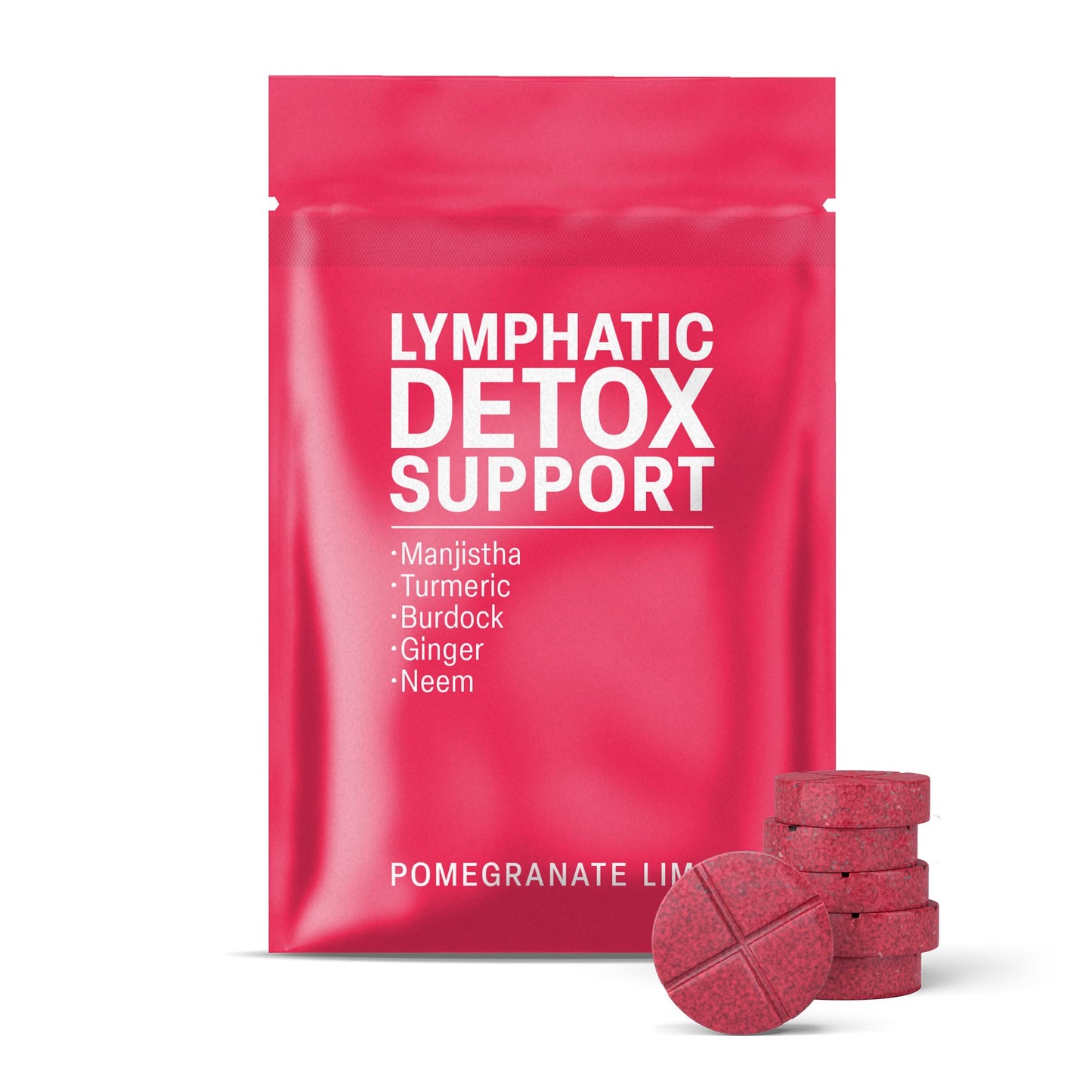 500mg Lymphatic Detox Support Tablets - Pomegranate Lime - Mood Tablets