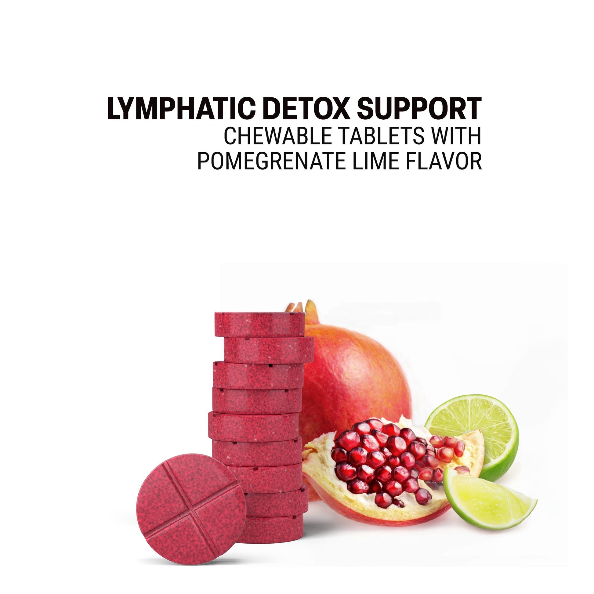 500mg Lymphatic Detox Support Tablets - Pomegranate Lime - Mood Tablets