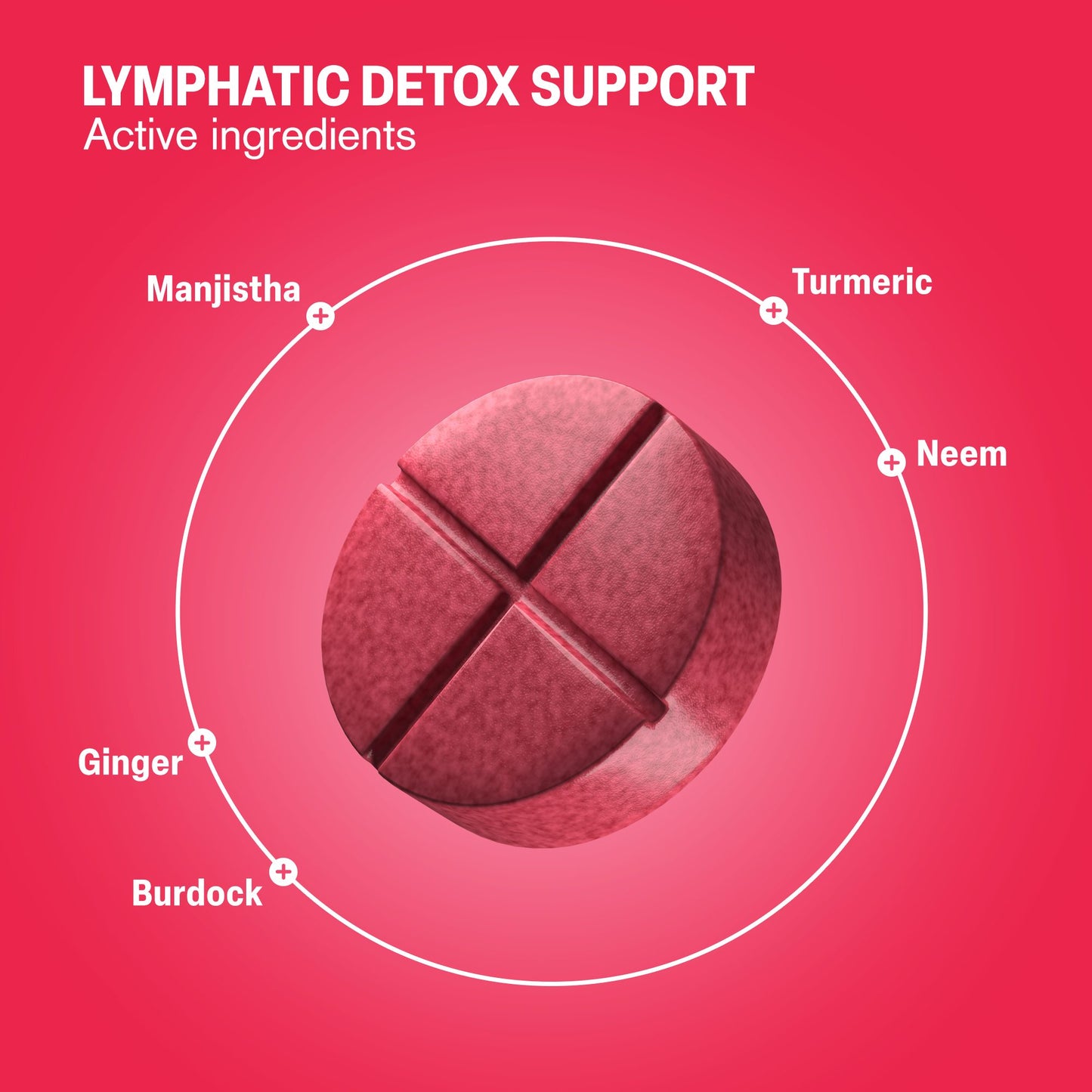500mg Lymphatic Detox Support Tablets - Pomegranate Lime - Mood Tablets