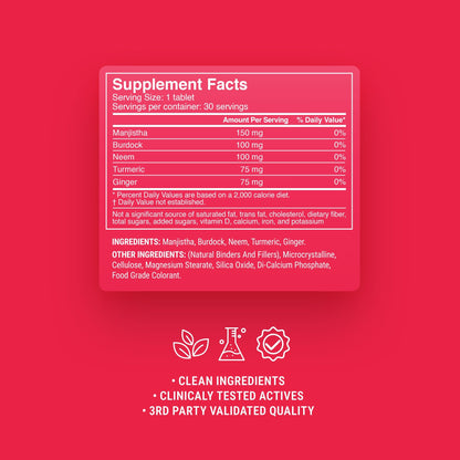 500mg Lymphatic Detox Support Tablets - Pomegranate Lime - Mood Tablets