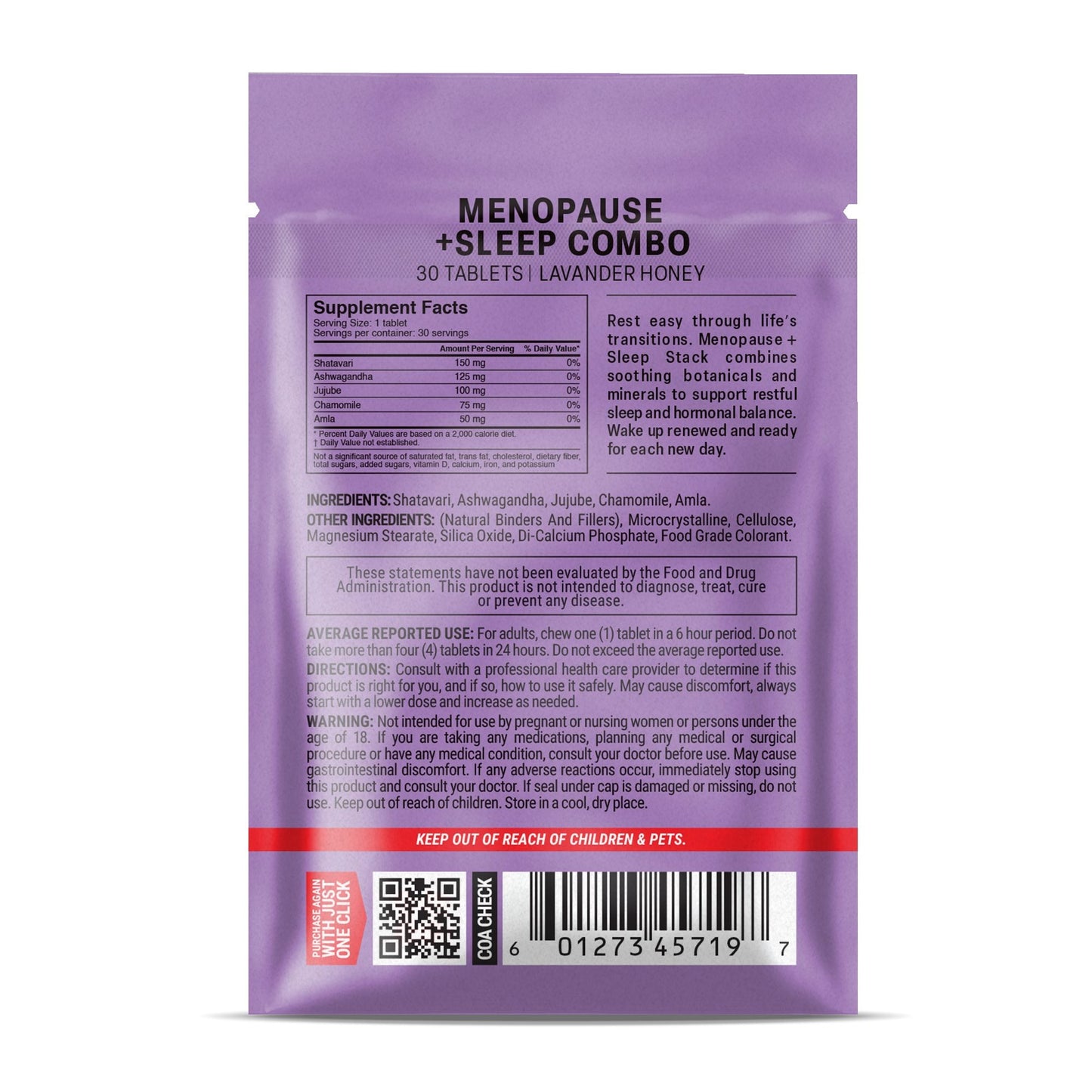 500mg Menopause + Sleep Combo Tablets - Lavender Honey - Mood Tablets