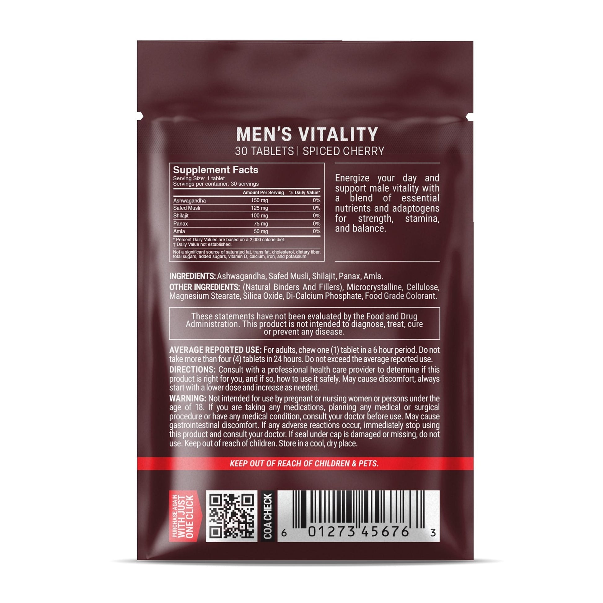 500mg Men's Vitality Tablets - Spiced Cherry - Mood Tablets