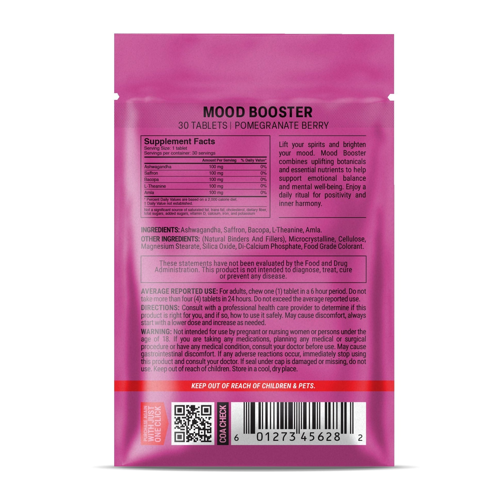 500mg Mood Booster Tablets - Pomegranate Berry - Mood Tablets