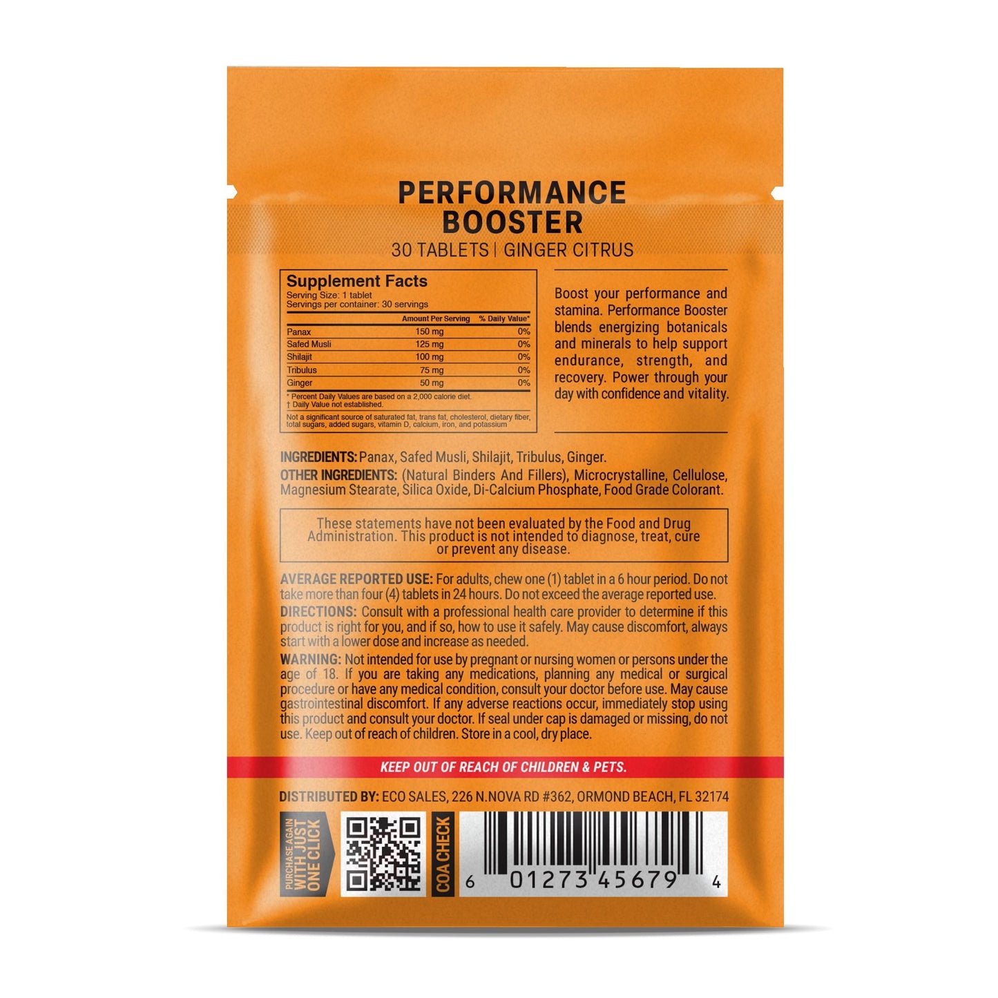 500mg Performance Booster Tablets - Ginger Citrus - Mood Tablets