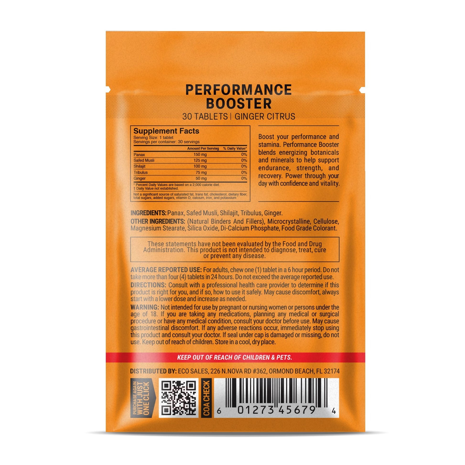 500mg Performance Booster Tablets - Ginger Citrus - Mood Tablets