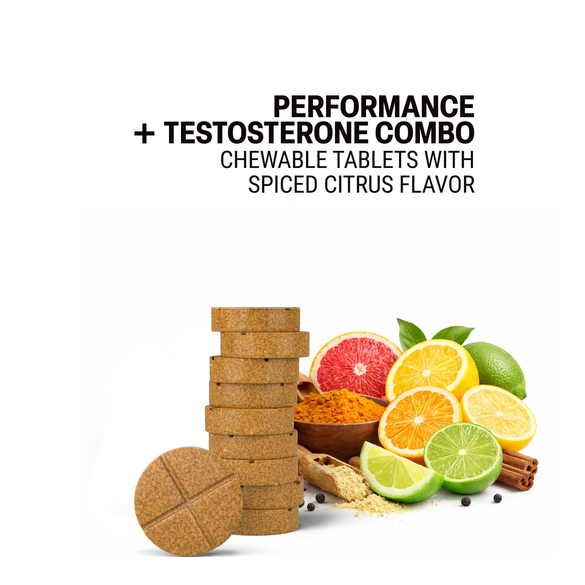 500mg Performance+Testosterone Combo Tablets - Spiced Citrus - Mood Tablets