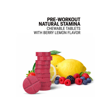 500mg Pre-Workout Natural Stamina Tablets - Berry Lemon - Mood Tablets