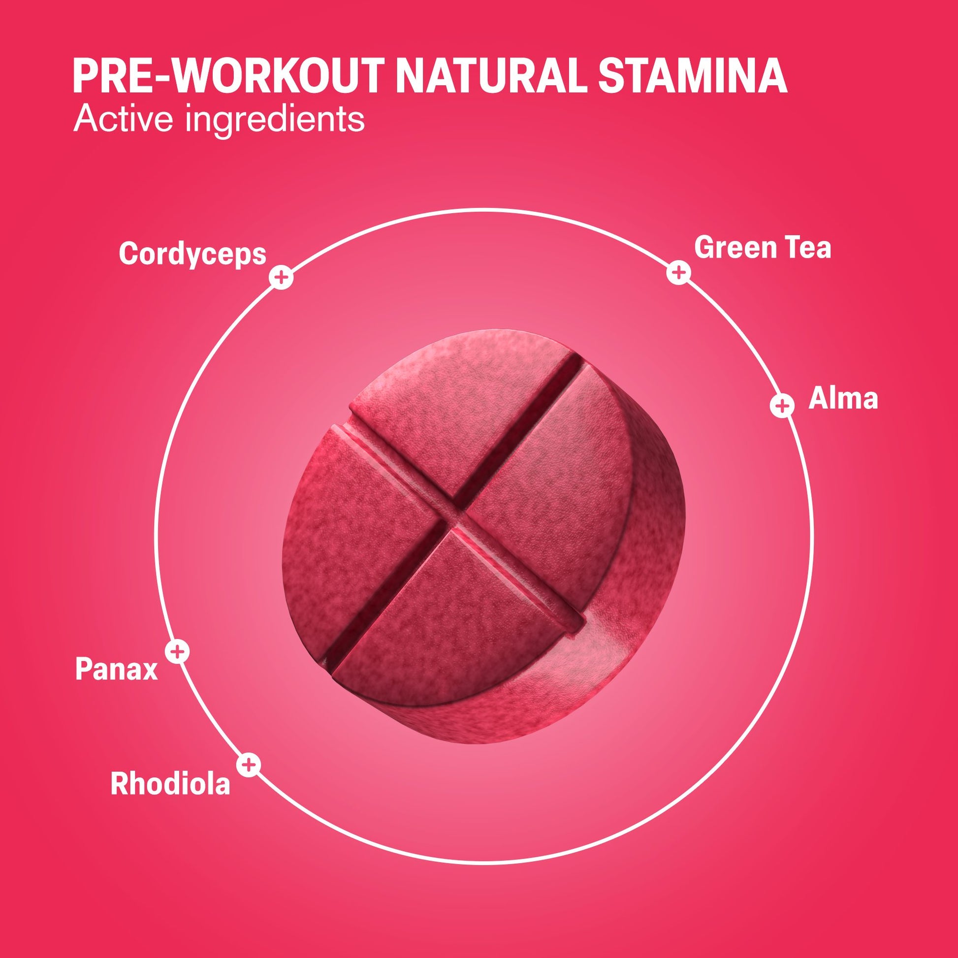 500mg Pre-Workout Natural Stamina Tablets - Berry Lemon - Mood Tablets