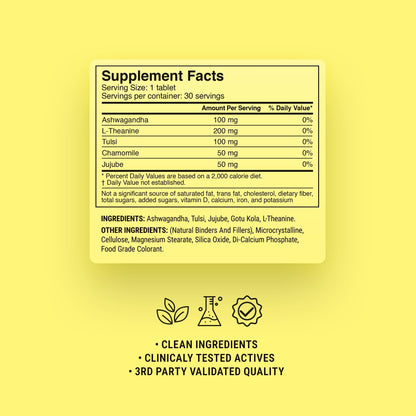 500mg Relaxation + L-Theanine Tablets - Lemon Honey - Mood Tablets