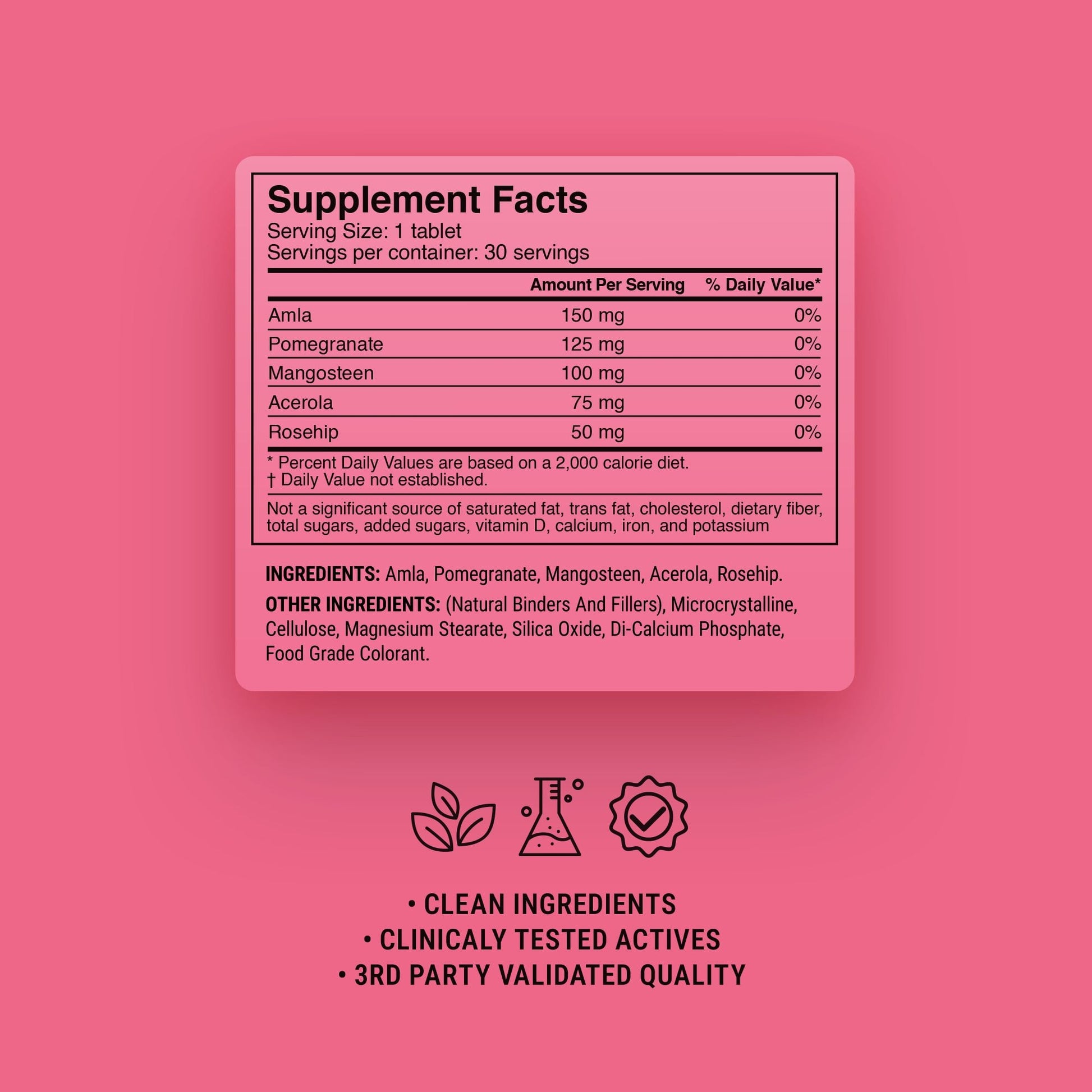 500mg Skin Brightening SuperFruit Tablets - Pink Lemonade - Mood Tablets