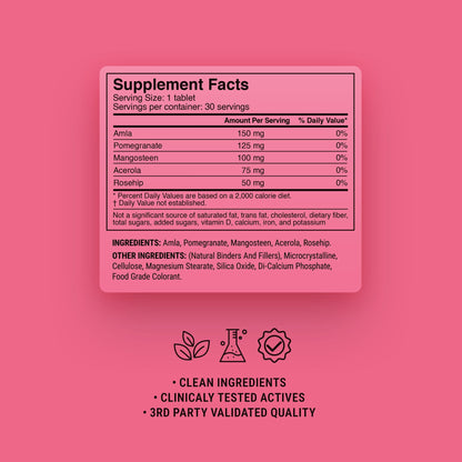 500mg Skin Brightening SuperFruit Tablets - Pink Lemonade - Mood Tablets