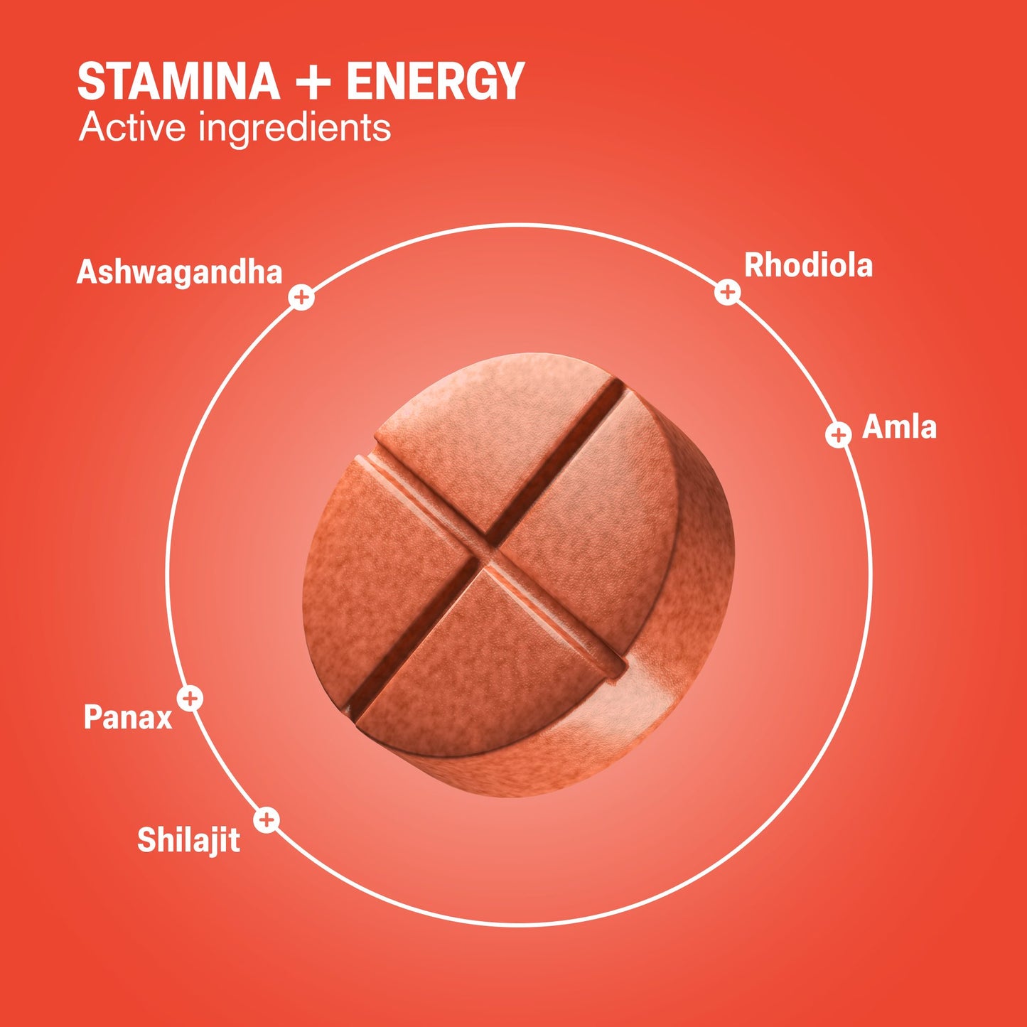 500mg Stamina + Energy Tablets - Citrus Pomegranate - Mood Tablets