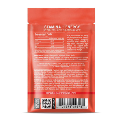 500mg Stamina + Energy Tablets - Citrus Pomegranate - Mood Tablets