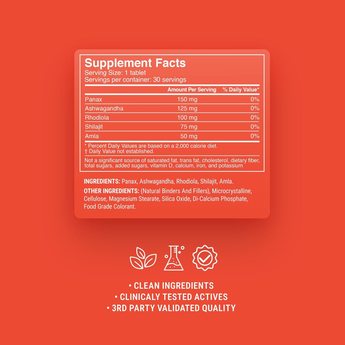 500mg Stamina + Energy Tablets - Citrus Pomegranate - Mood Tablets