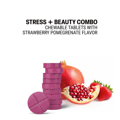 500mg Stress + Beauty Combo Tablets - Strawberry Pomegranate - Mood Tablets