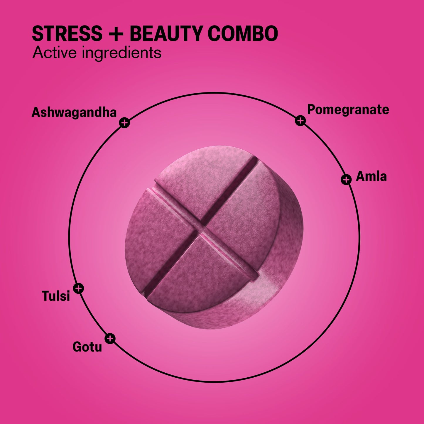500mg Stress + Beauty Combo Tablets - Strawberry Pomegranate - Mood Tablets