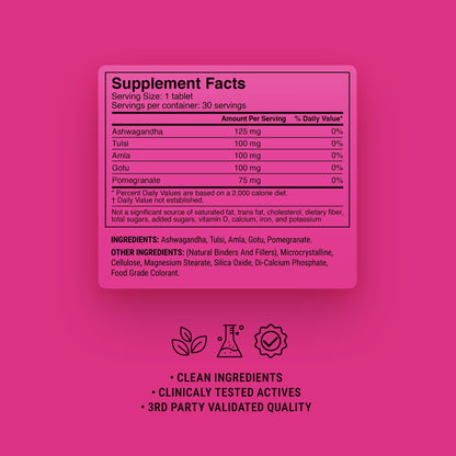 500mg Stress + Beauty Combo Tablets - Strawberry Pomegranate - Mood Tablets