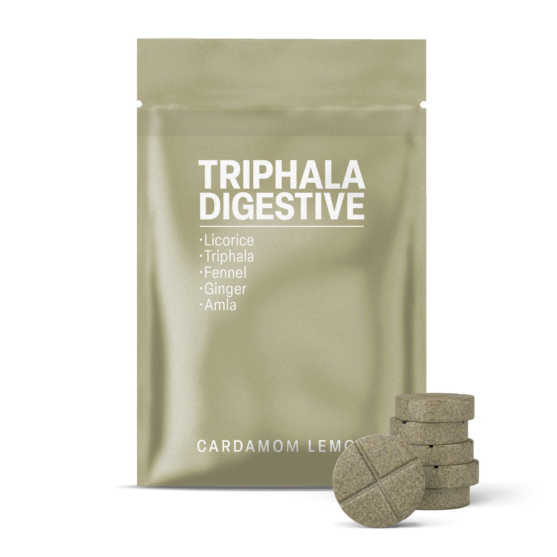 500mg Triphala Digestive Tablets - Cardamom Lemon - Mood Tablets