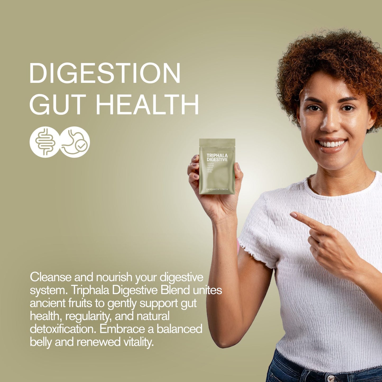 500mg Triphala Digestive Tablets - Cardamom Lemon - Mood Tablets
