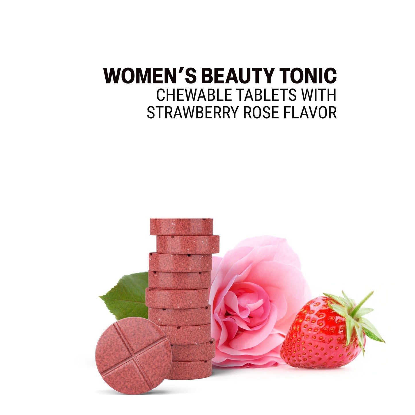 500mg Women's Beauty Tonic Tablets - Strawberry Rose - Mood Tablets