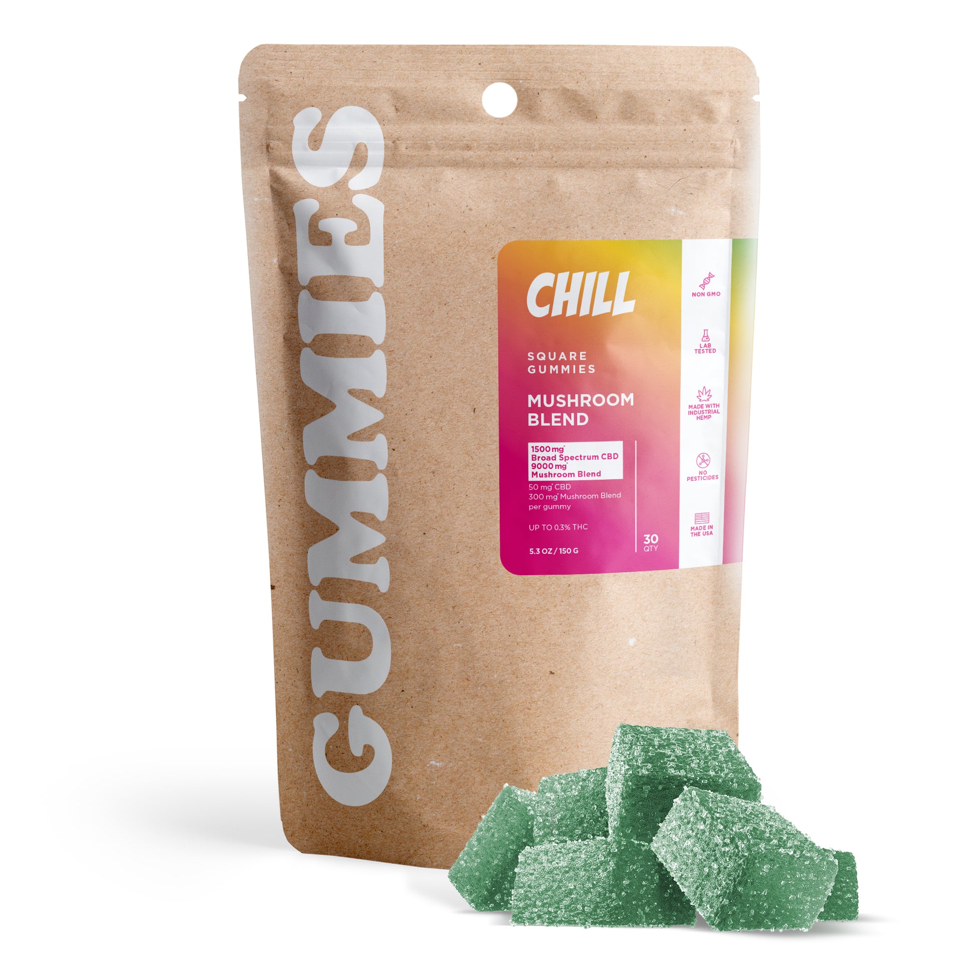 50mg Broad Spectrum CBD & Mushroom Blend Gummies - Chill